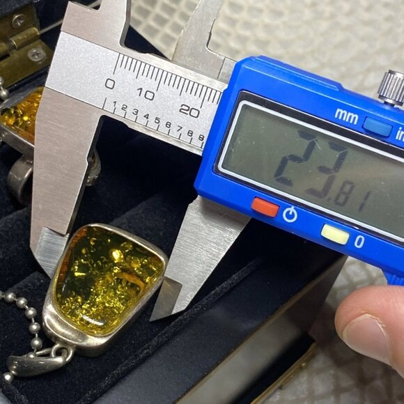 925 Sterling Silver Amber Set – Signed SO – MJI Necklace – Ring Size 8 - Picture 14 of 16